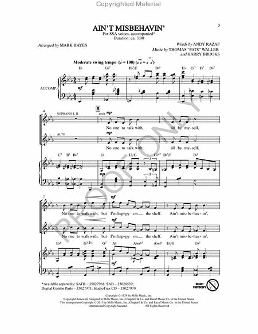 Ain't Misbehavin' Ain't Misbehavin' SSA scores gallery preview page 2