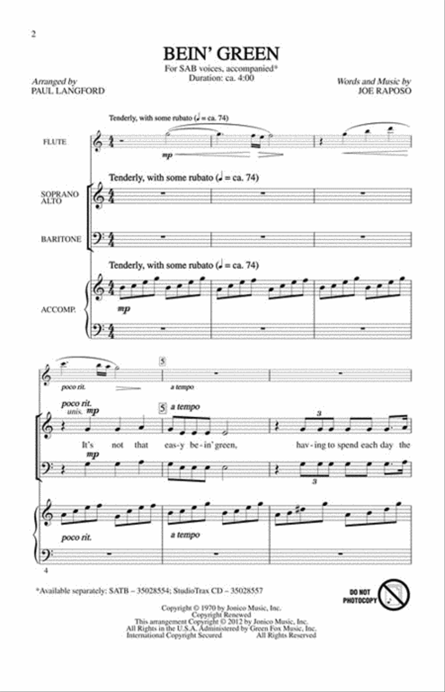 Bein' Green Bein' Green 3-Part scores gallery preview page 2