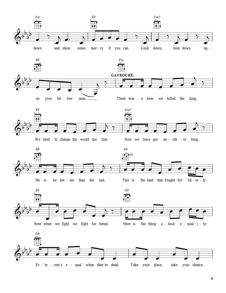 Look Down (Gavroche) Look Down (Gavroche) Ukulele scores gallery preview page 3