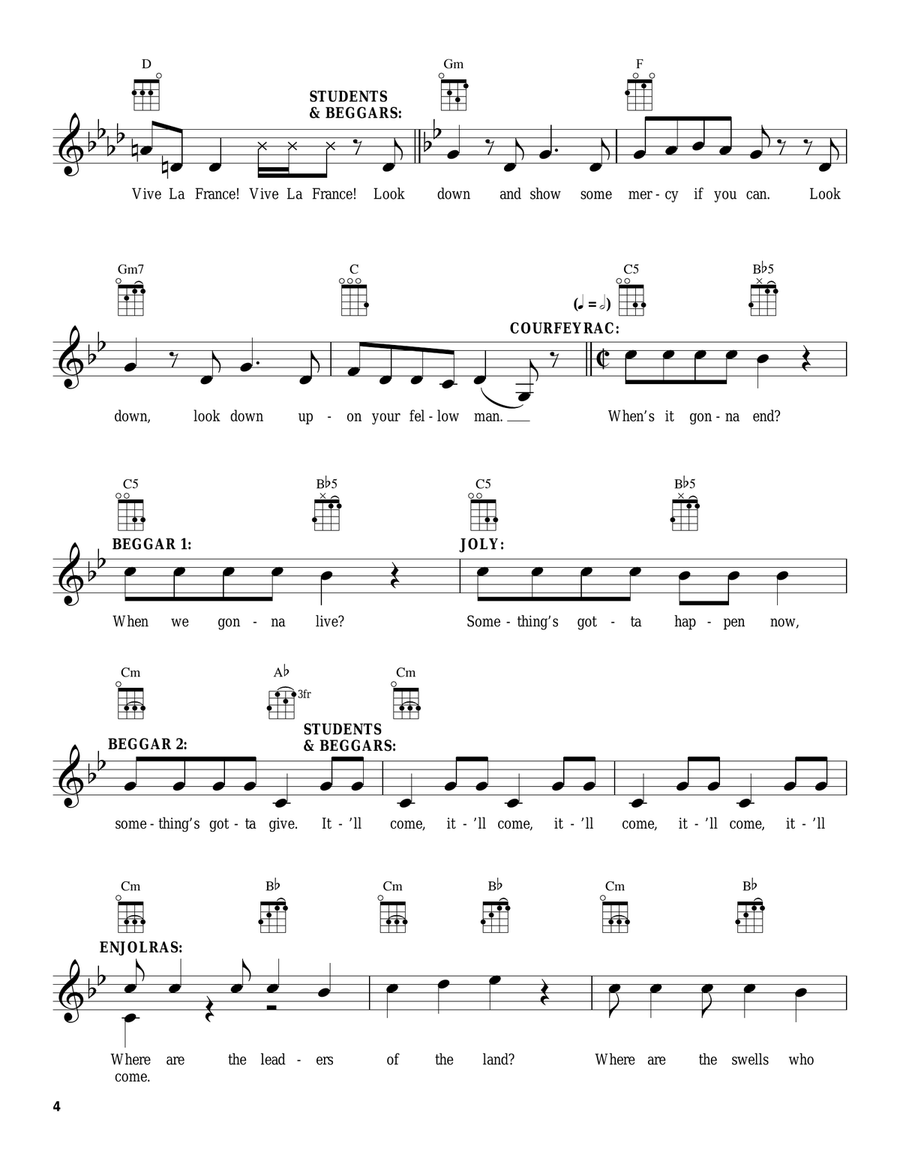 Look Down (Gavroche) Look Down (Gavroche) Ukulele scores gallery preview page 4
