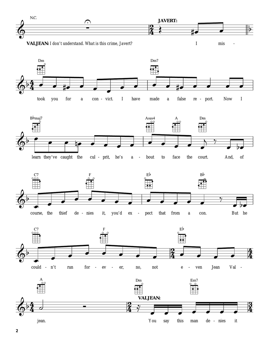 I Have A Crime To Declare (from Les Miserables) Ukulele scores gallery preview page 2