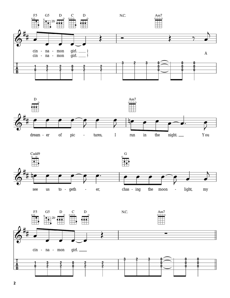 Cinnamon Girl Cinnamon Girl Ukulele scores gallery preview page 2