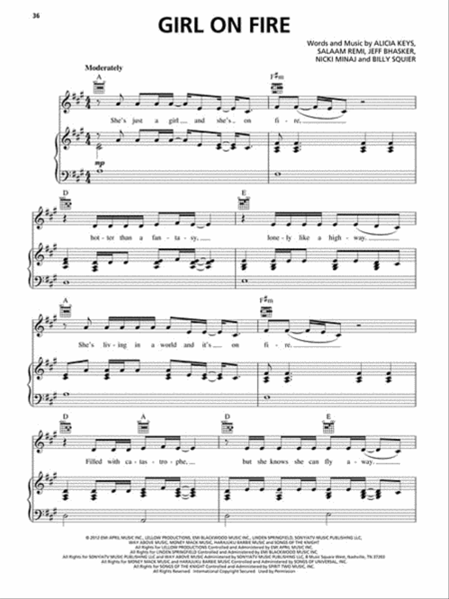 Alicia Keys – Girl on Fire Piano, Vocal, Guitar scores gallery preview page 4