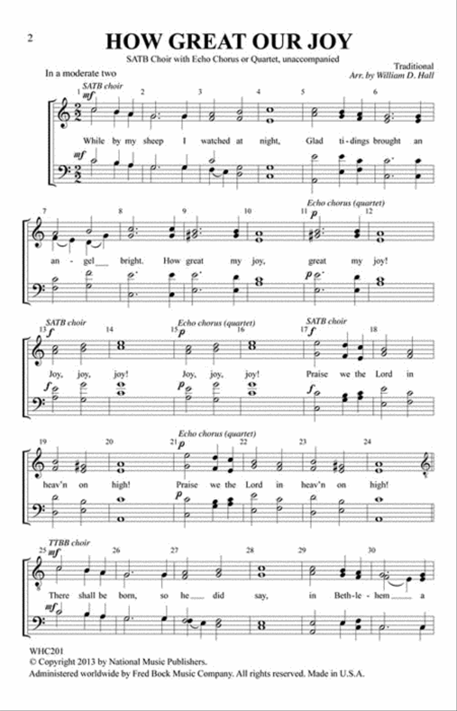 How Great Our Joy How Great Our Joy 4-Part scores gallery preview page 2