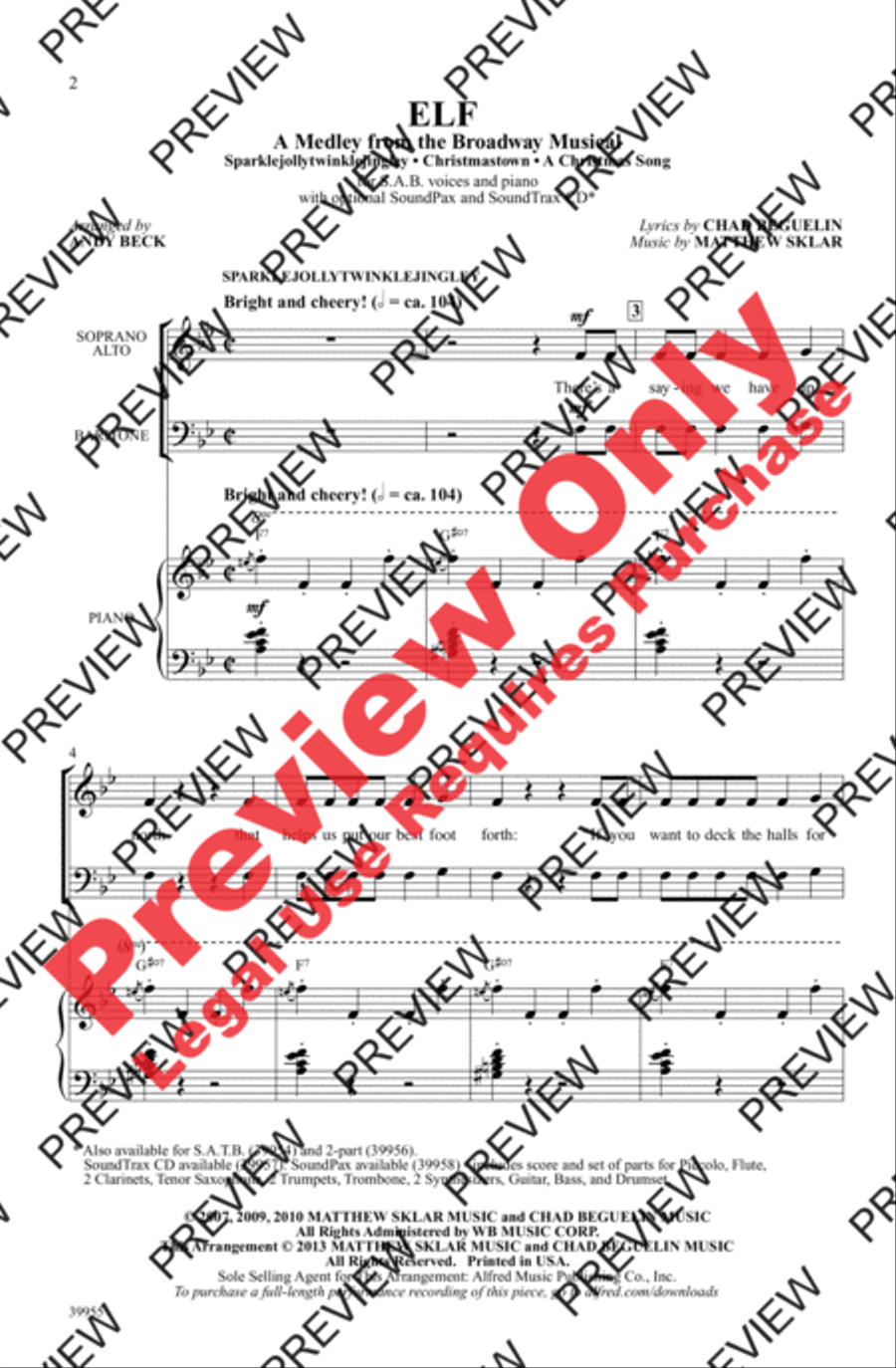 Elf: A Medley from the Broadway Musical 3-Part scores gallery preview page 2