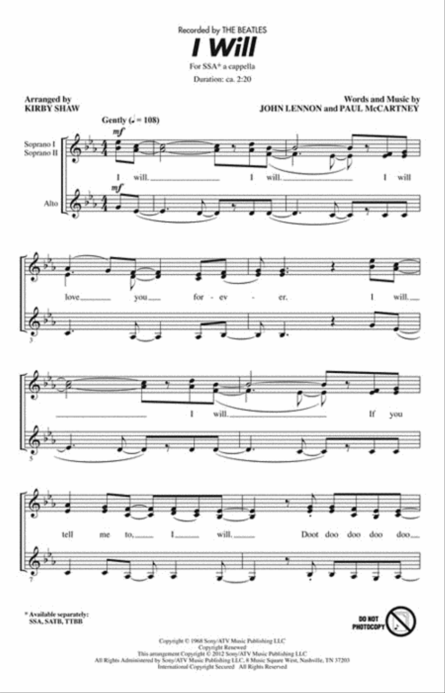 I Will I Will SSA scores gallery preview page 2