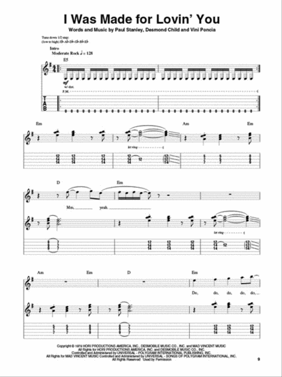Kiss Guitar Tablature scores gallery preview page 4
