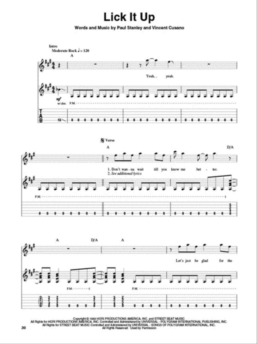 Kiss Guitar Tablature scores gallery preview page 7