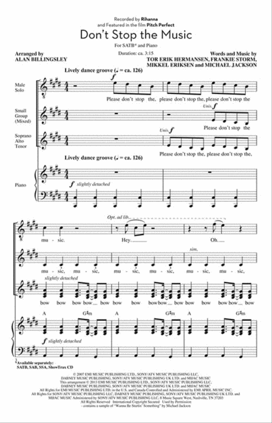 Don't Stop the Music Choir scores gallery preview page 2