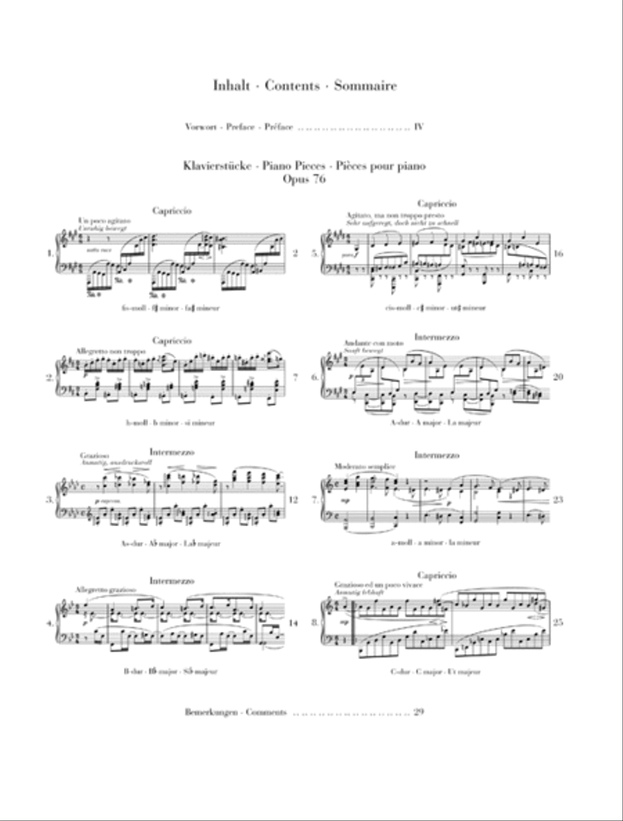 Piano Pieces Op. 76 Nos. 1-8 Piano Solo scores gallery preview page 2