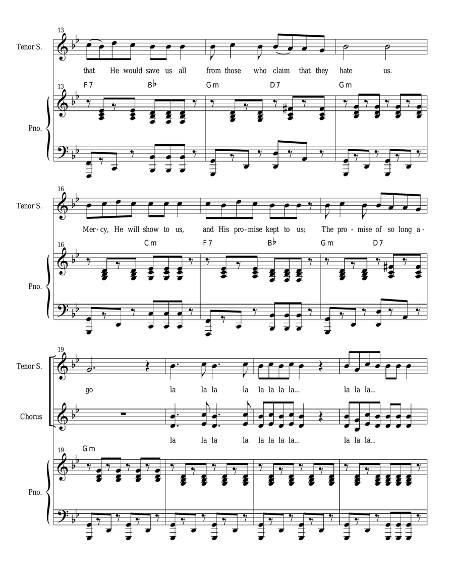 Zechariah's Song (Tenor solo and 2-part choir) 2-Part scores gallery preview page 2