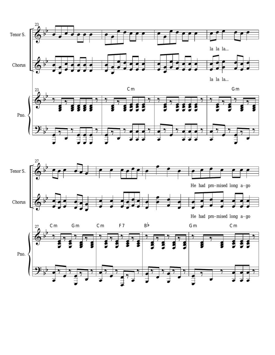 Zechariah's Song (Tenor solo and 2-part choir) 2-Part scores gallery preview page 3