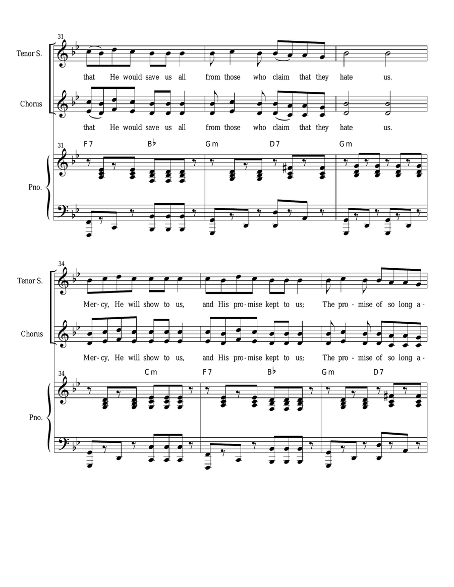 Zechariah's Song (Tenor solo and 2-part choir) 2-Part scores gallery preview page 4