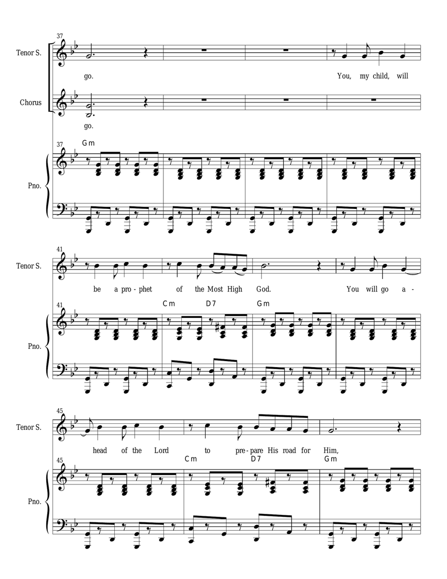Zechariah's Song (Tenor solo and 2-part choir) 2-Part scores gallery preview page 5