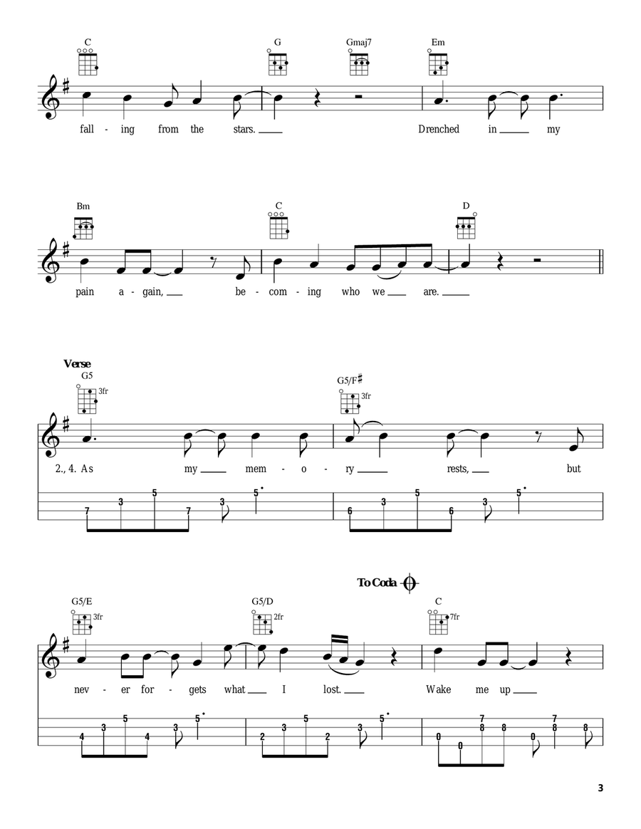 Wake Me Up When September Ends Ukulele scores gallery preview page 3