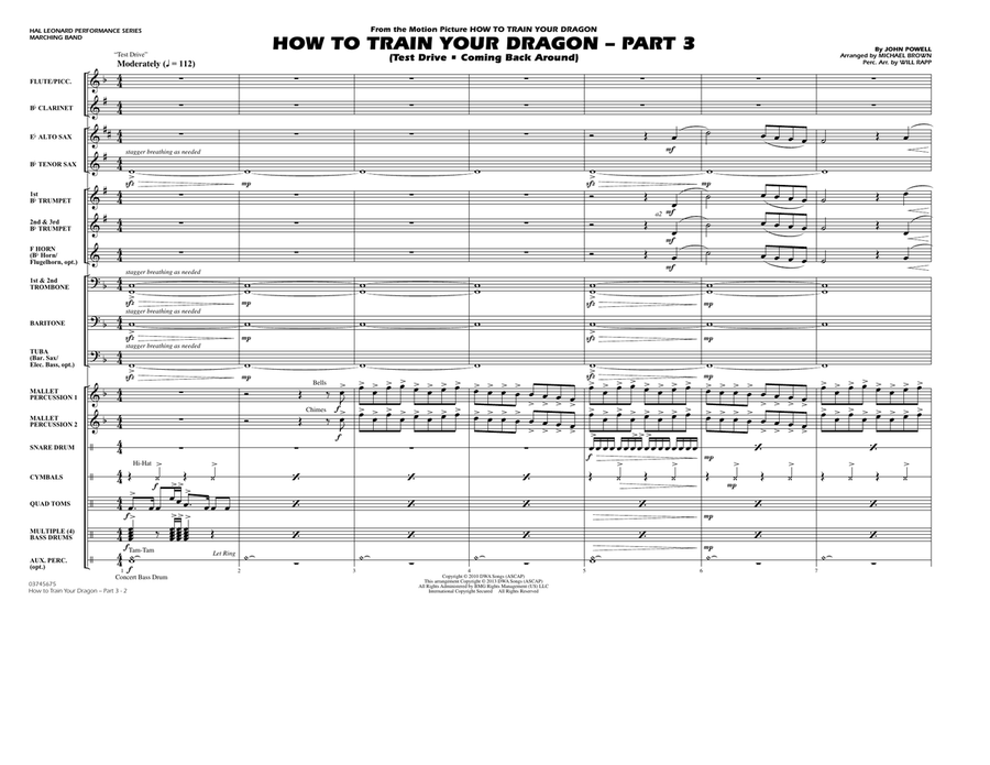 How To Train Your Dragon Part 3 - Conductor Score (Full Score) Marching Band scores gallery preview page 2