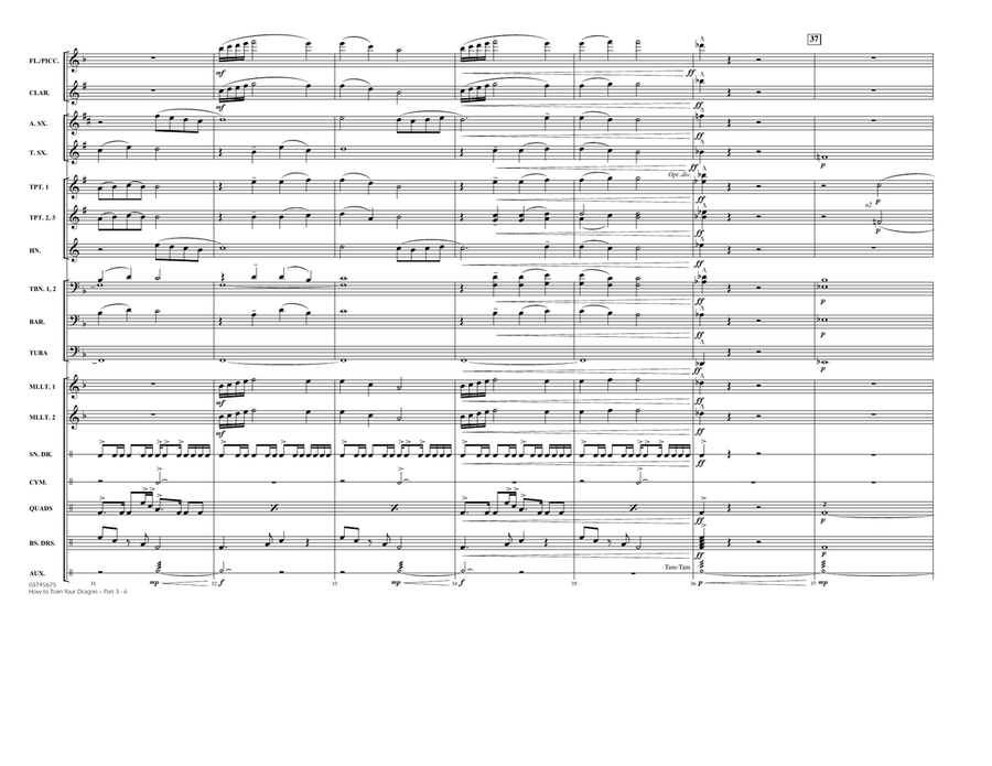 How To Train Your Dragon Part 3 - Conductor Score (Full Score) Marching Band scores gallery preview page 6
