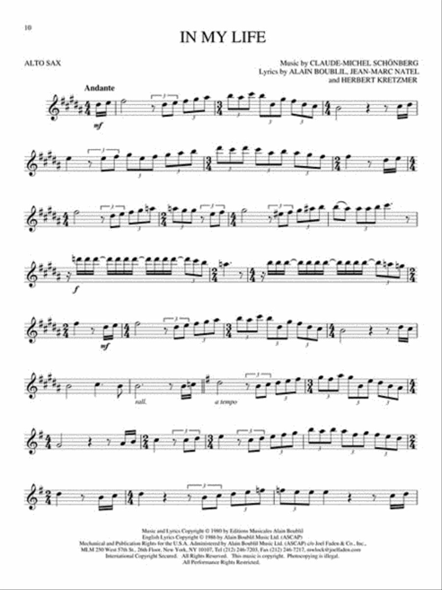 Les Miserables - Instrumental Solos from the Movie Alto Saxophone scores gallery preview page 3