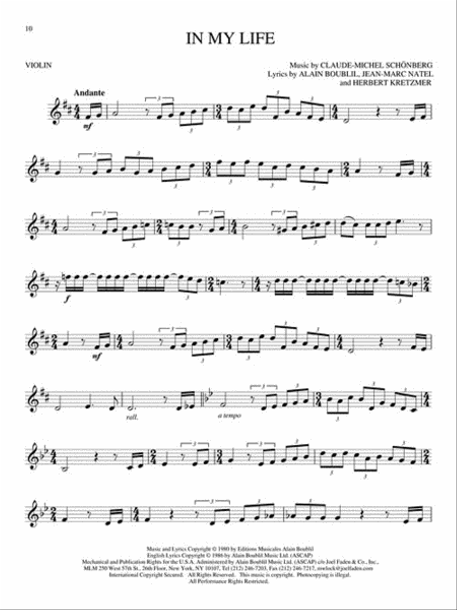 Les Misérables – Instrumental Solos from the Movie Violin Solo scores gallery preview page 3