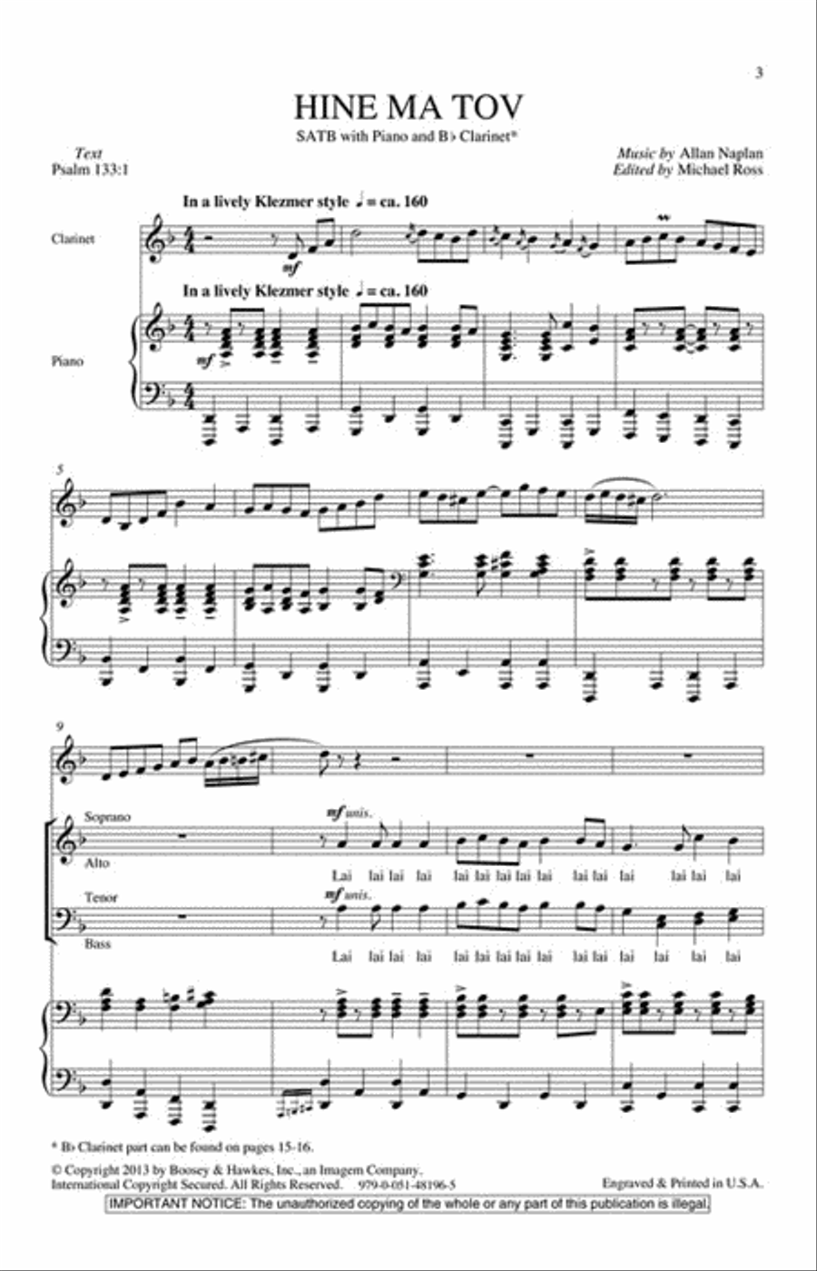 Hine Ma Tov Hine Ma Tov 4-Part scores gallery preview page 2