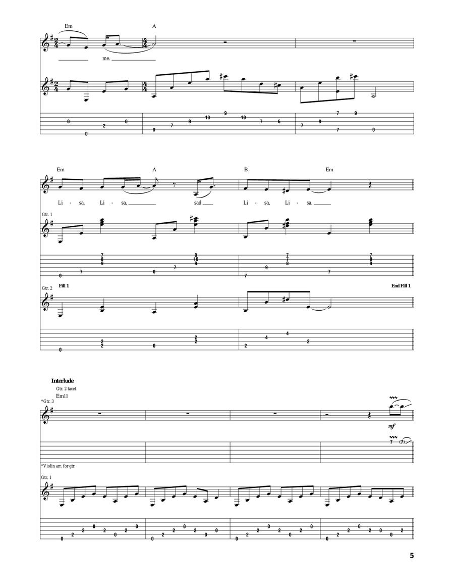 Sad Lisa Sad Lisa Acoustic Guitar scores gallery preview page 5