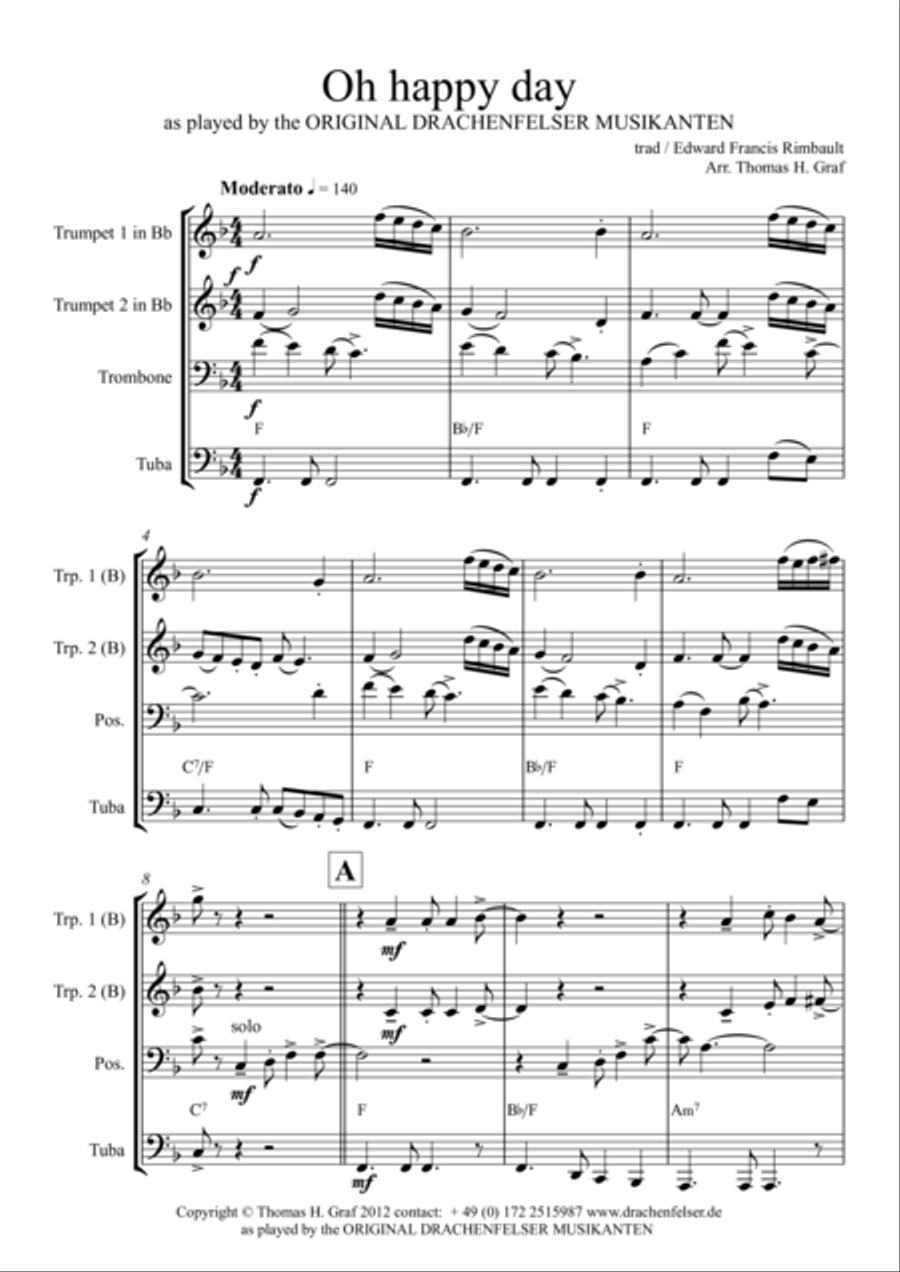 Oh happy day - Christmas Song - Gospel - Brass Quartet Brass Quartet scores gallery preview page 1