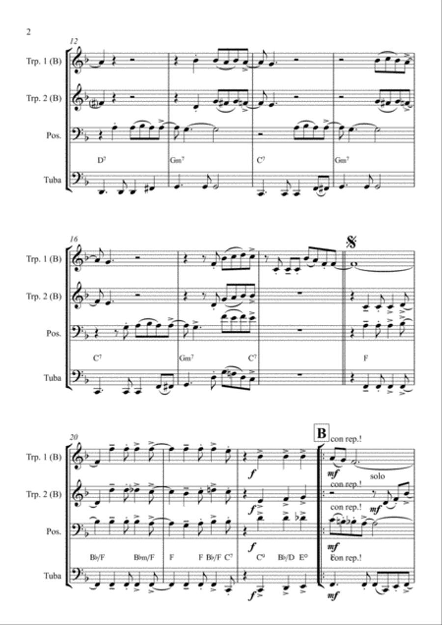 Oh happy day - Christmas Song - Gospel - Brass Quartet Brass Quartet scores gallery preview page 2