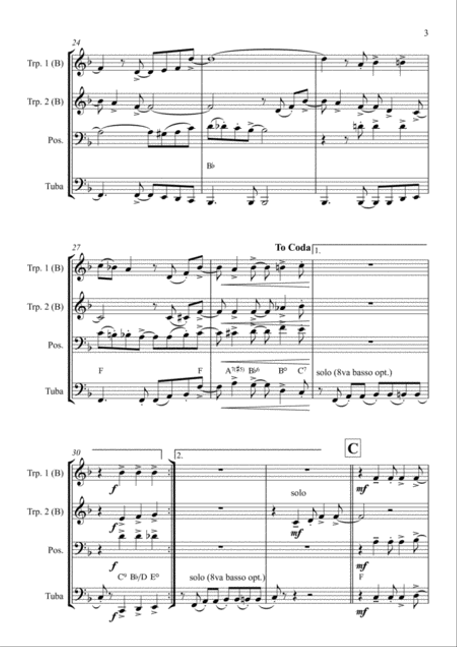Oh happy day - Christmas Song - Gospel - Brass Quartet Brass Quartet scores gallery preview page 3