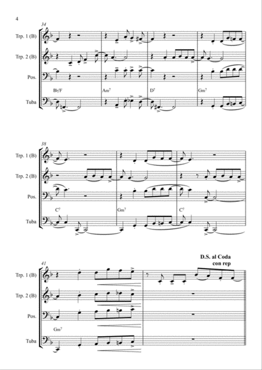 Oh happy day - Christmas Song - Gospel - Brass Quartet Brass Quartet scores gallery preview page 4
