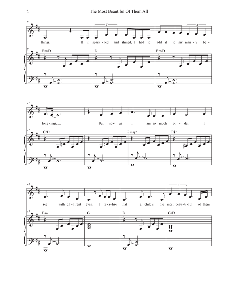 The Most Beautiful Of Them All (Baritone solo) Piano, Vocal scores gallery preview page 2