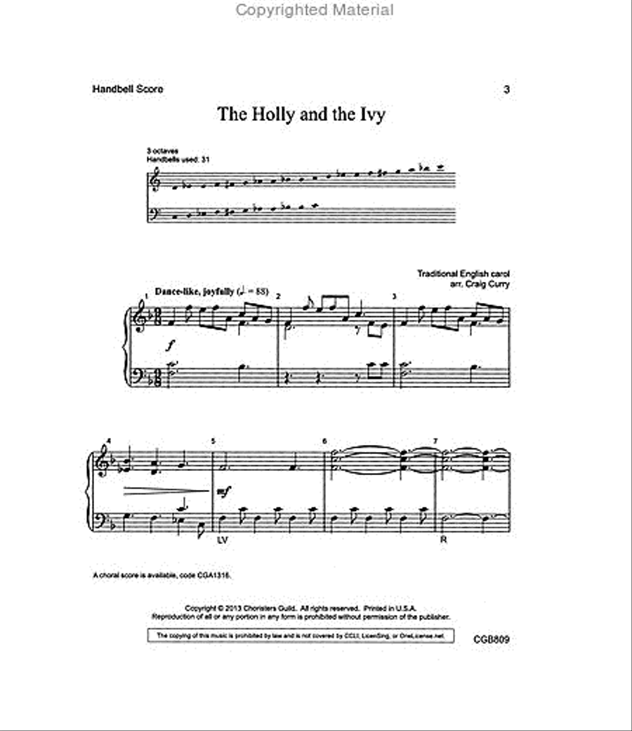 The Holly and the Ivy (Handbell Part) Unison Choir scores gallery preview page 2