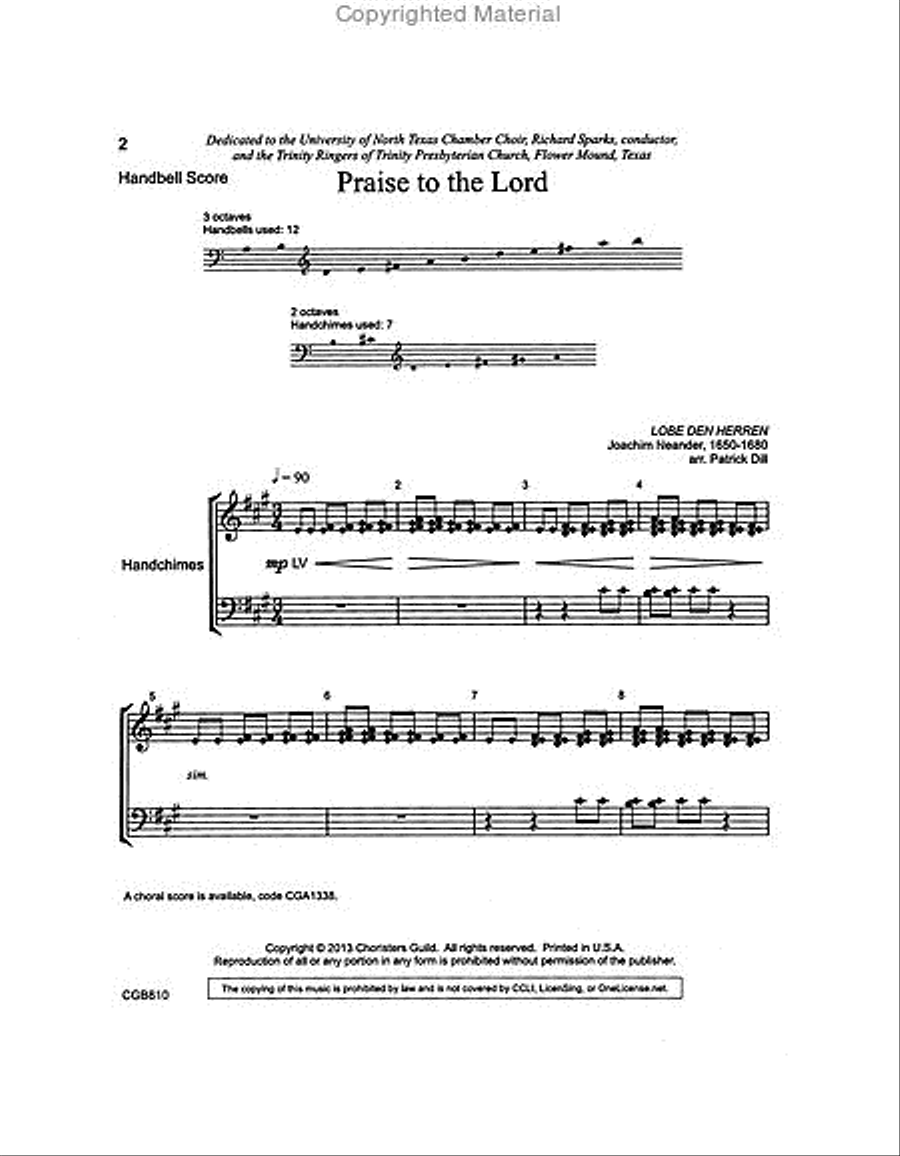 Praise to the Lord (Handbell Part) 3-Octaves scores gallery preview page 2