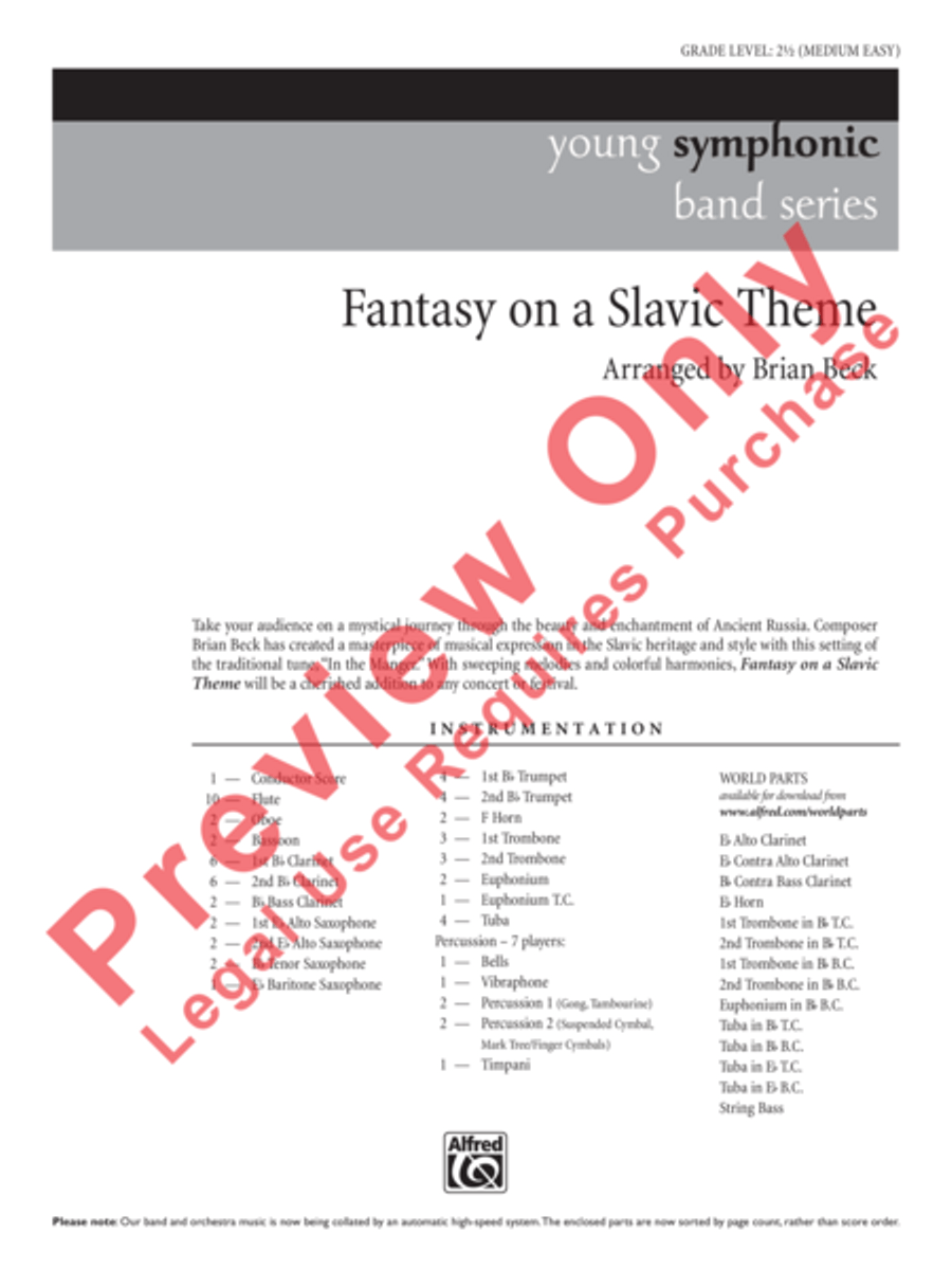Fantasy on a Slavic Theme Concert Band scores gallery preview page 2