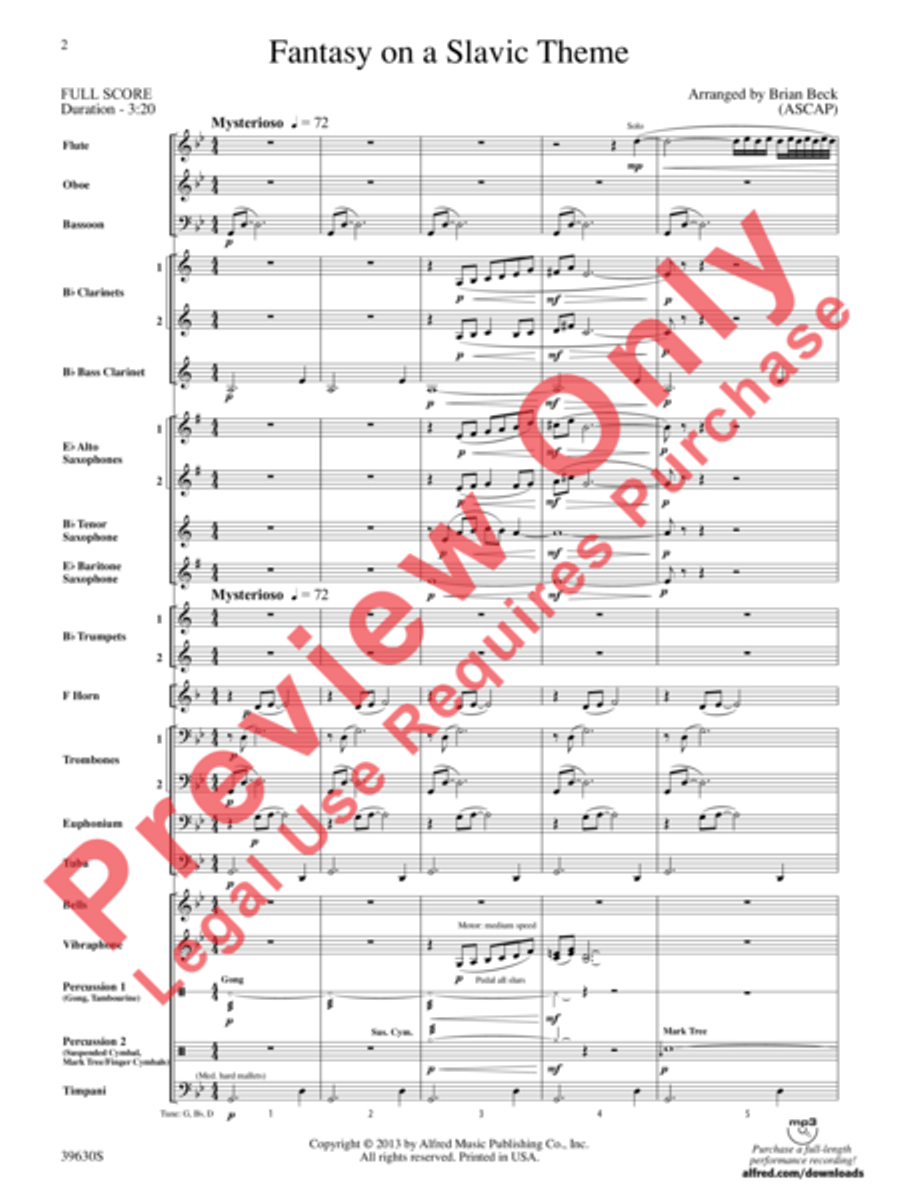 Fantasy on a Slavic Theme Concert Band scores gallery preview page 3