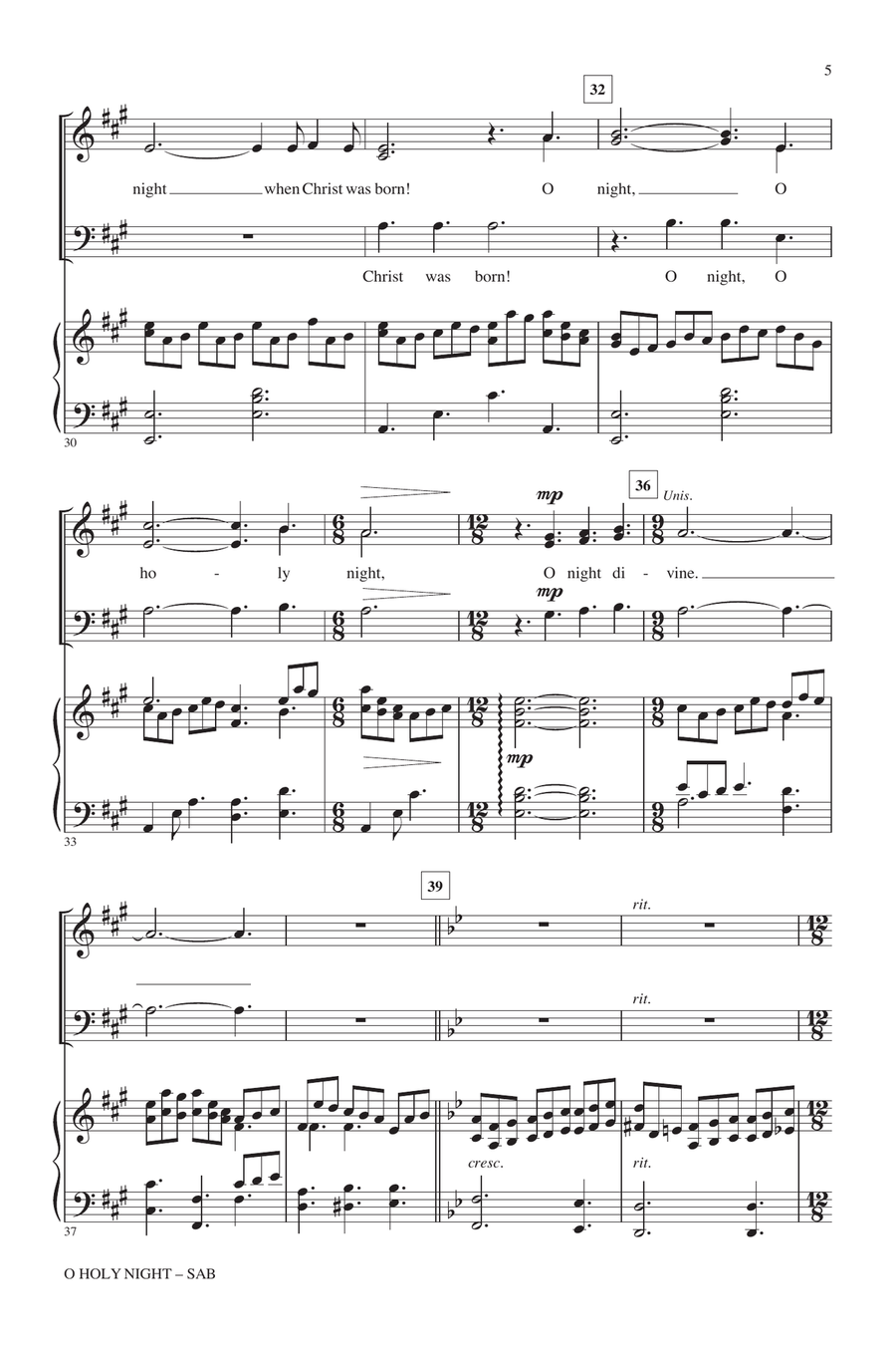 O Holy Night (with Jesu, Joy Of Man's Desiring) 3-Part scores gallery preview page 4