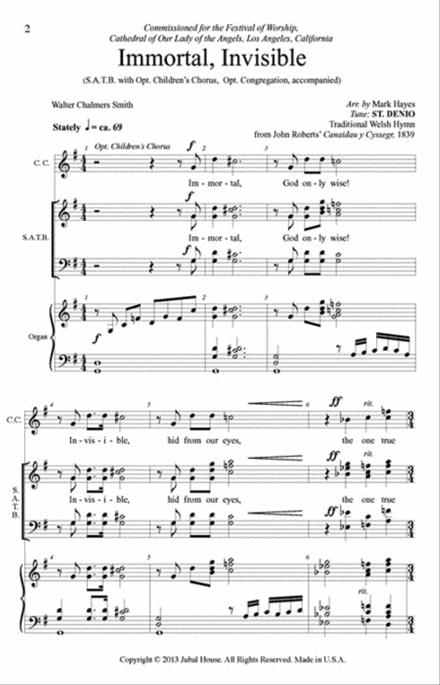 Immortal, Invisible, God Only Wise 4-Part scores gallery preview page 2