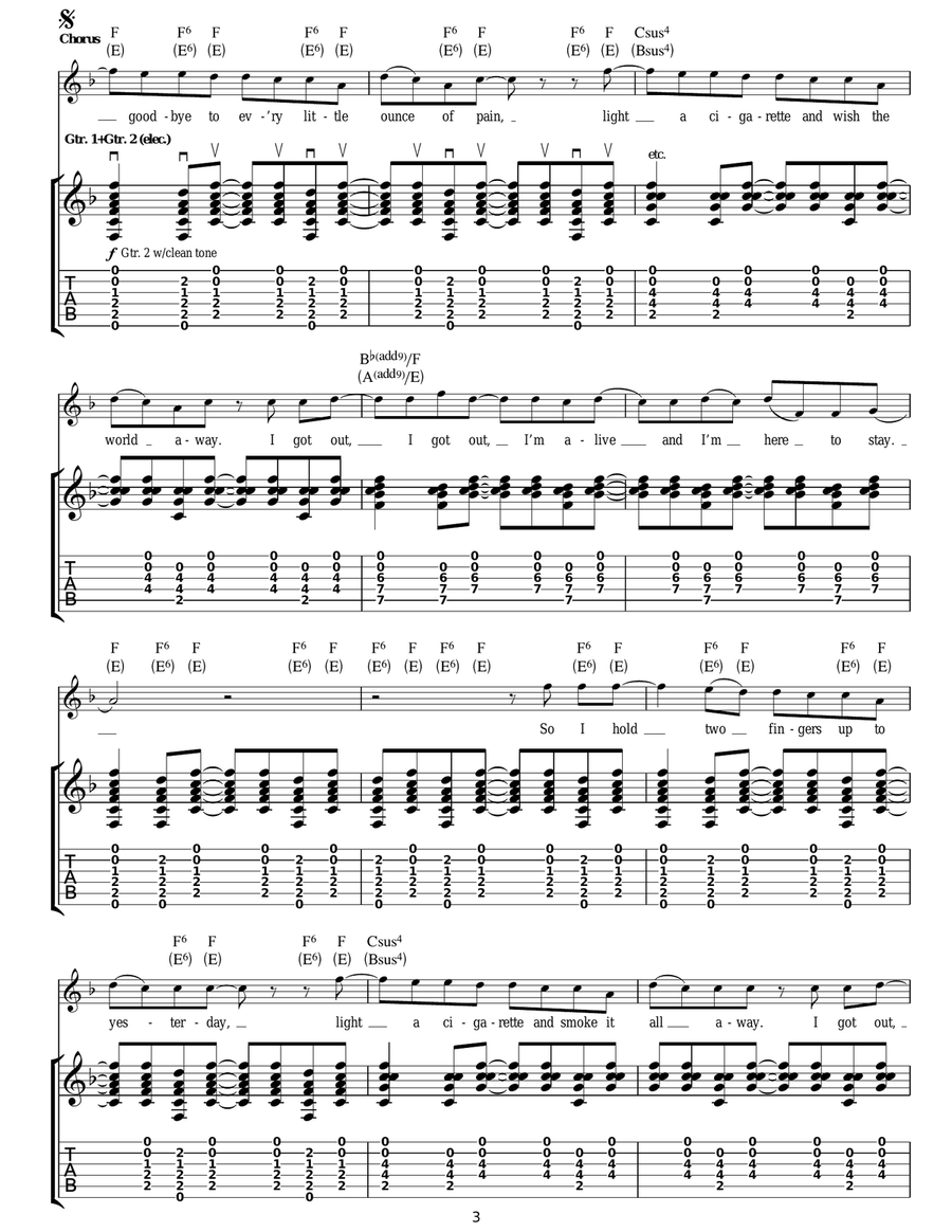 Two Fingers Two Fingers Guitar Tablature scores gallery preview page 3