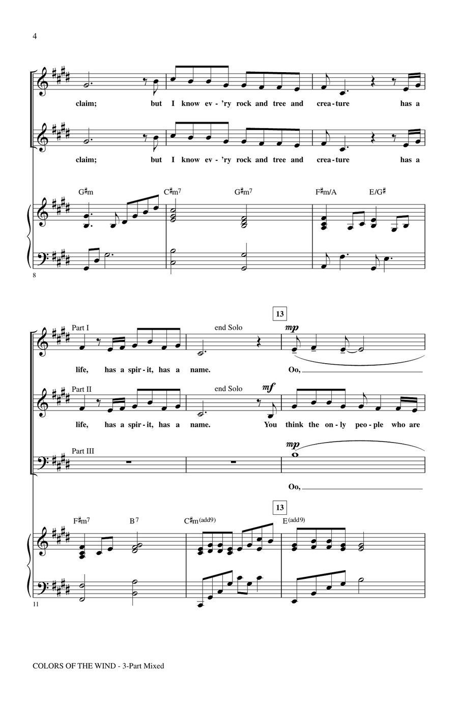Colors Of The Wind (from Pocahontas) (arr. Audrey Snyder) 3-Part scores gallery preview page 2