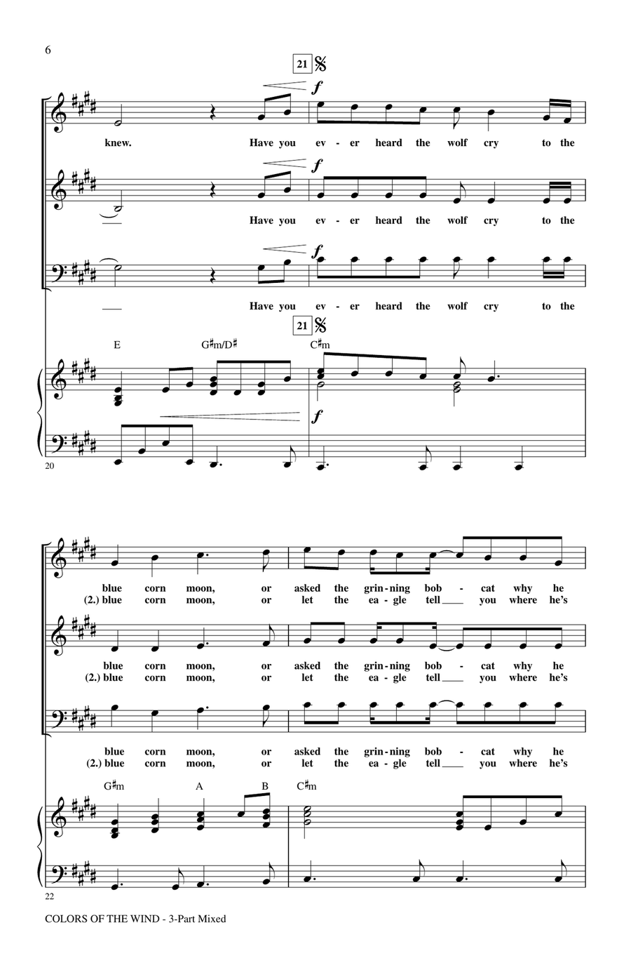 Colors Of The Wind (from Pocahontas) (arr. Audrey Snyder) 3-Part scores gallery preview page 4