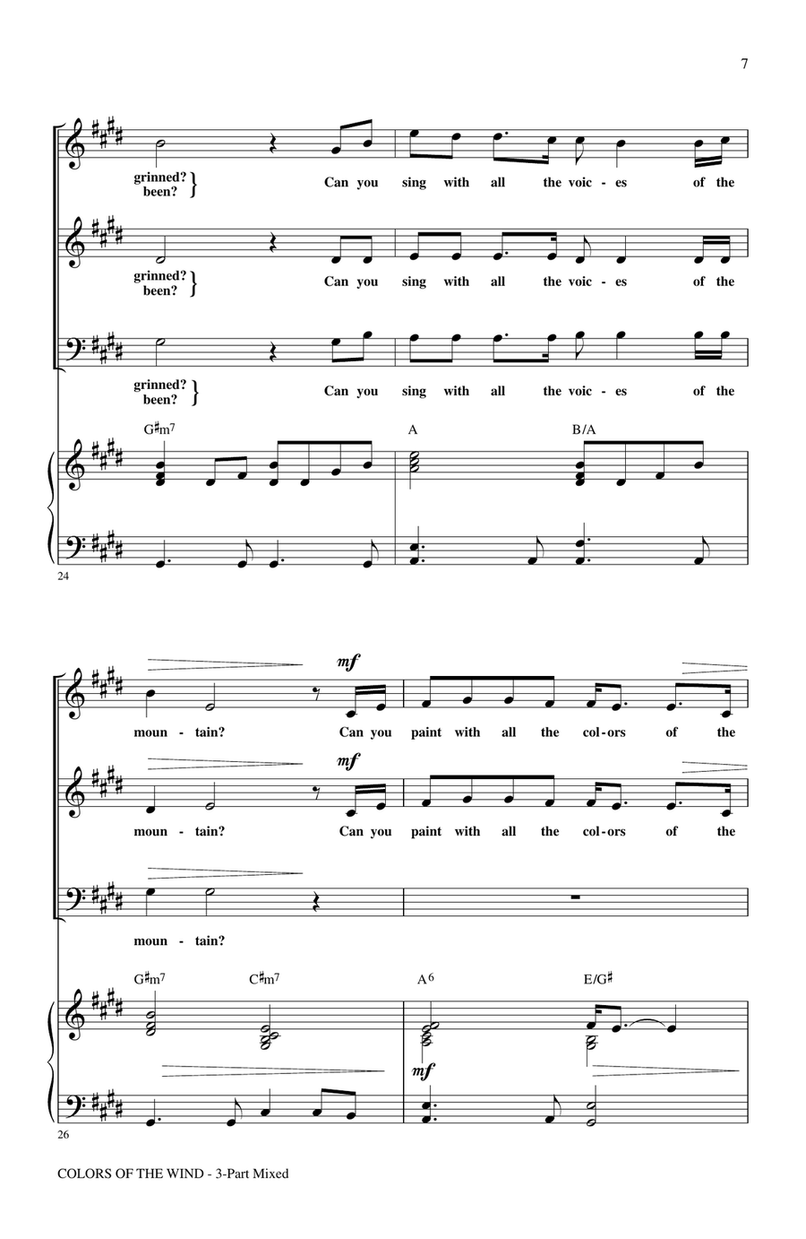 Colors Of The Wind (from Pocahontas) (arr. Audrey Snyder) 3-Part scores gallery preview page 5
