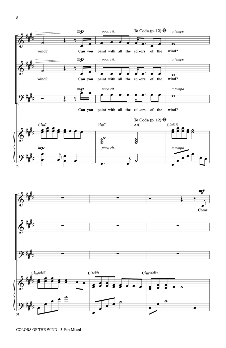 Colors Of The Wind (from Pocahontas) (arr. Audrey Snyder) 3-Part scores gallery preview page 6