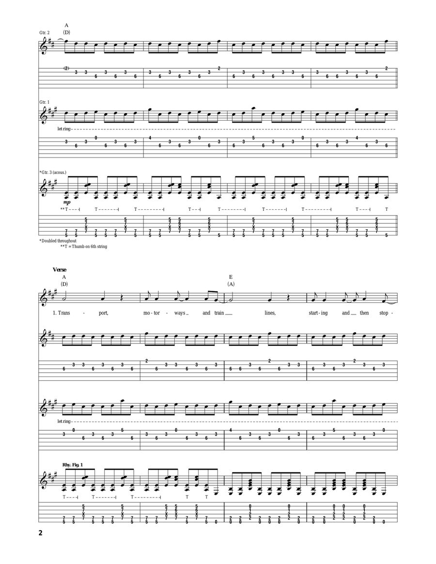 Let Down Let Down Acoustic Guitar scores gallery preview page 2