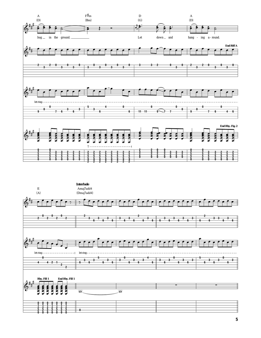 Let Down Let Down Acoustic Guitar scores gallery preview page 5