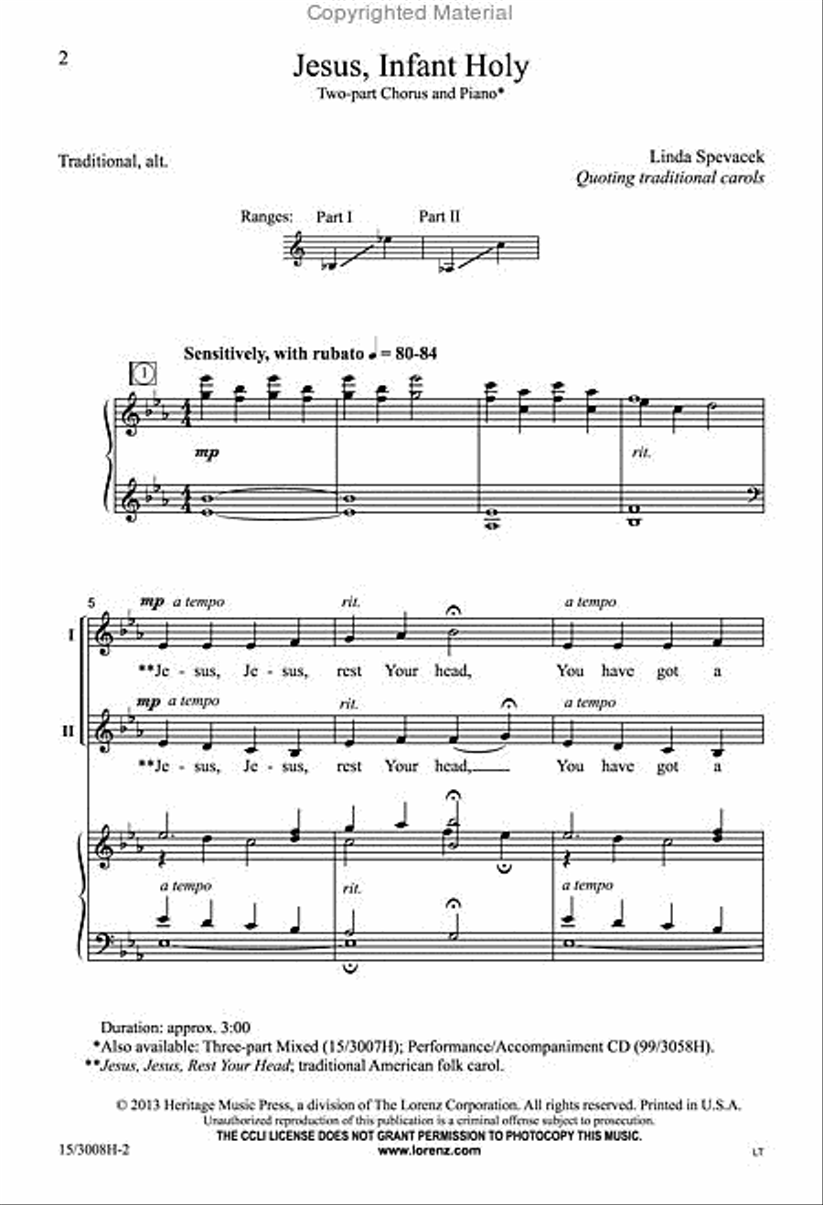 Jesus, Infant Holy Jesus, Infant Holy 2-Part scores gallery preview page 2