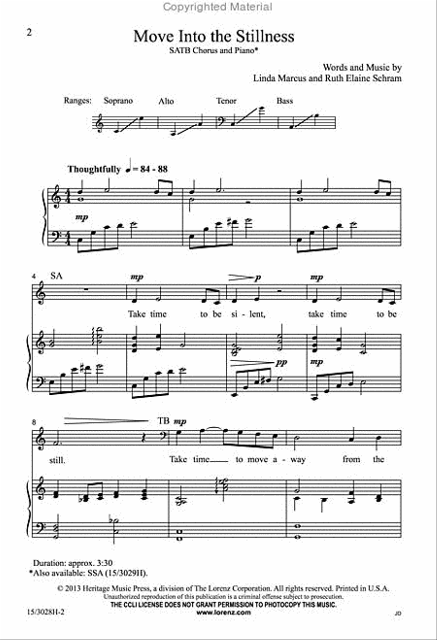 Move Into the Stillness 4-Part scores gallery preview page 2
