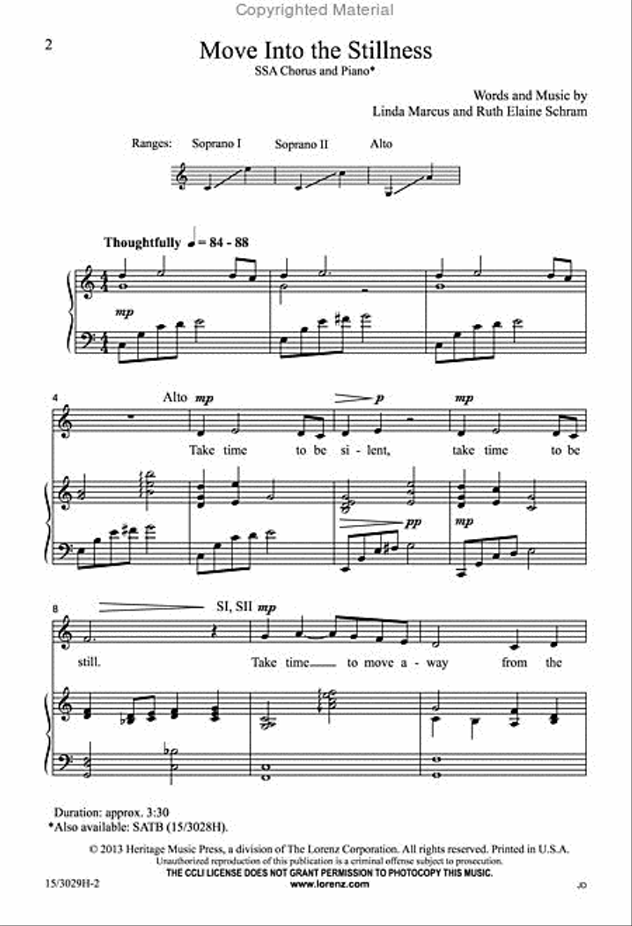 Move Into the Stillness SSA scores gallery preview page 2
