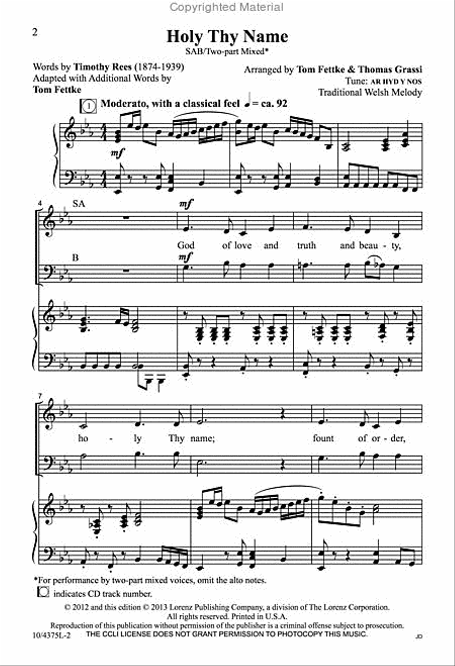 Holy Thy Name Holy Thy Name 3-Part scores gallery preview page 2