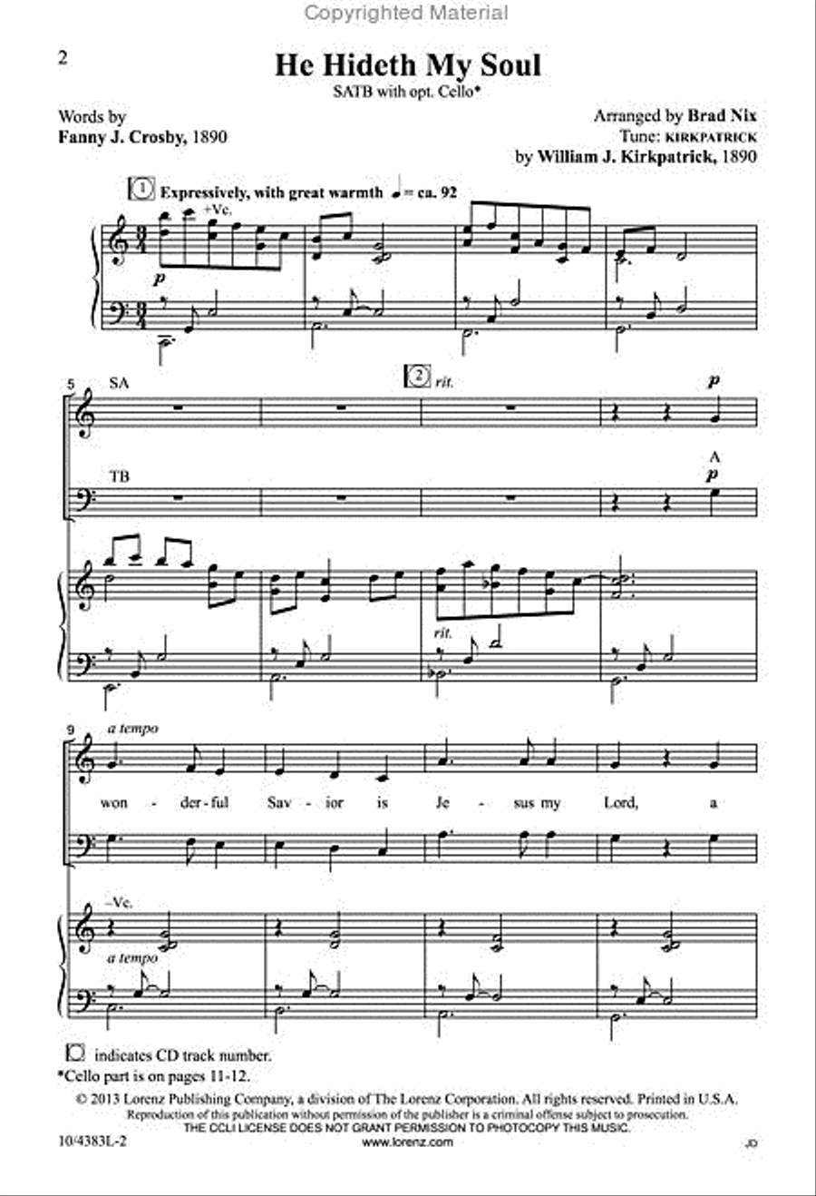 He Hideth My Soul He Hideth My Soul 4-Part scores gallery preview page 2