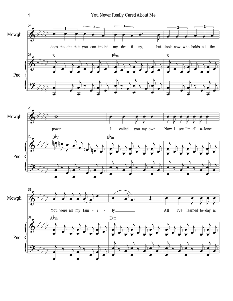 You Never Really Cared About Me (Vocal solo with SATB) 4-Part scores gallery preview page 4