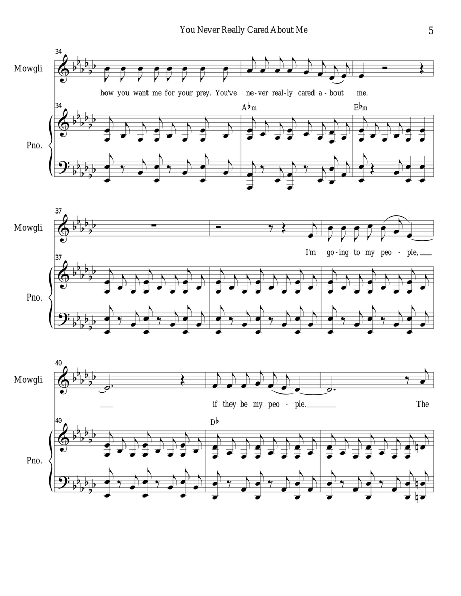 You Never Really Cared About Me (Vocal solo with SATB) 4-Part scores gallery preview page 5